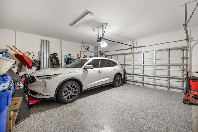 garage with a garage door opener