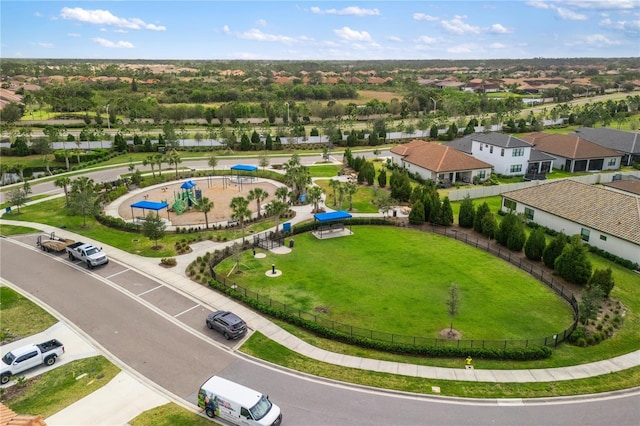 drone / aerial view with a residential view