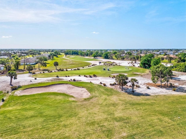 aerial view featuring view of golf course