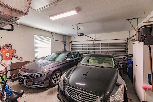 garage with a garage door opener