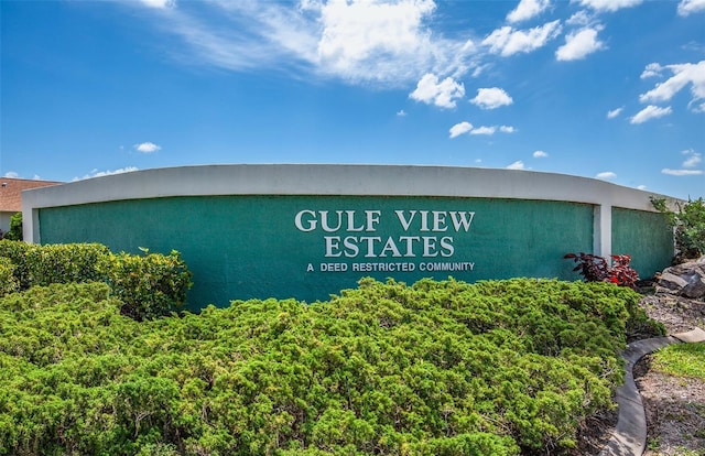 view of community sign