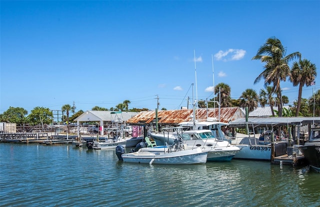 view of dock featuring a water view