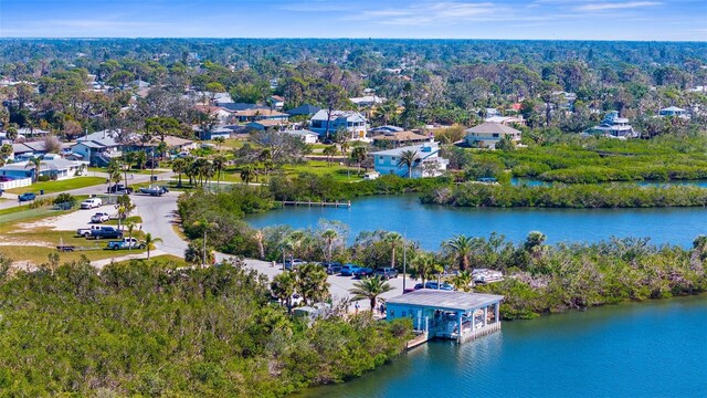 aerial view with a residential view and a water view