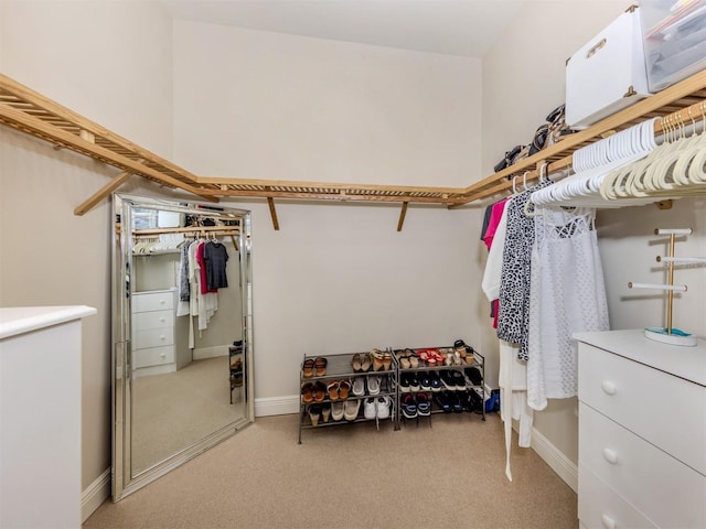 spacious closet with light colored carpet