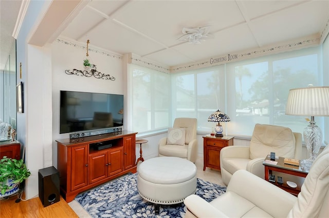 living area with light wood-type flooring