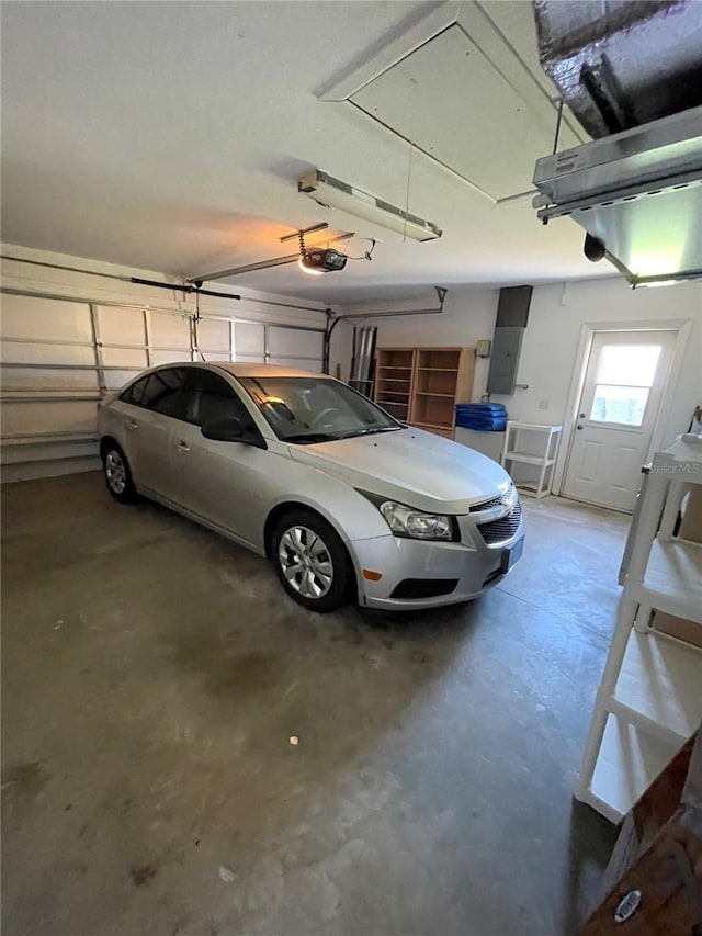 garage with a garage door opener