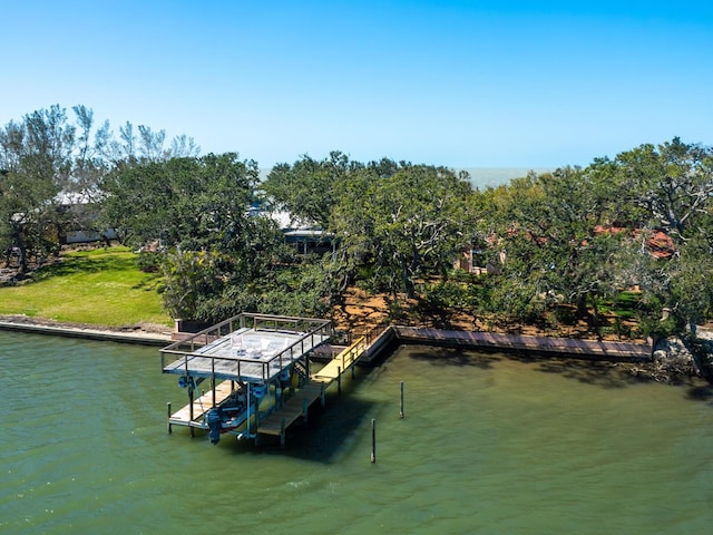 view of dock featuring a water view