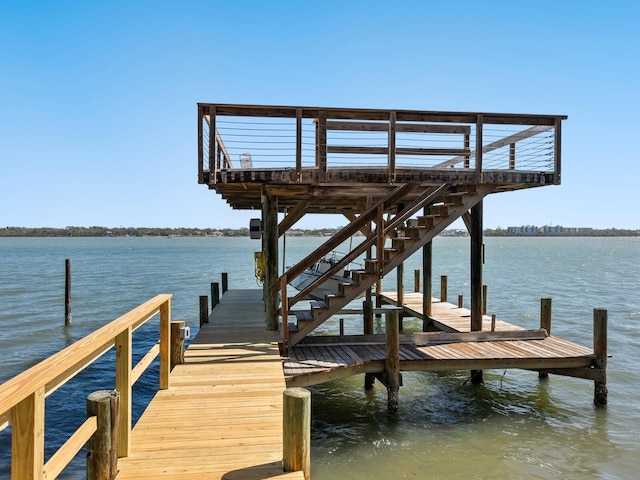 view of dock featuring a water view