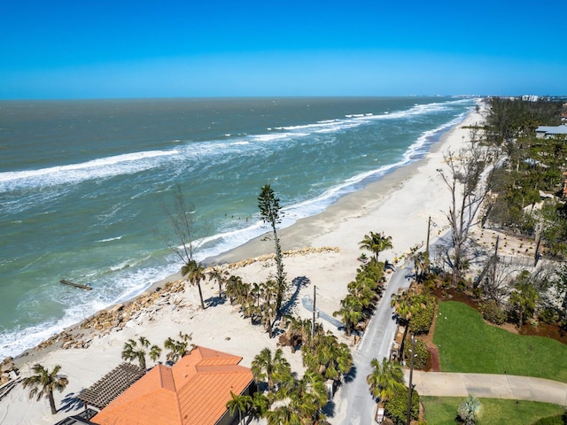 view of water feature featuring a view of the beach