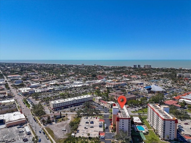 bird's eye view with a city view and a water view