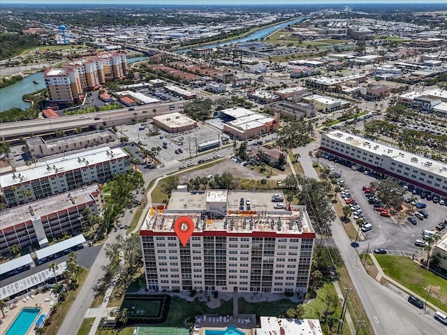 bird's eye view with a city view