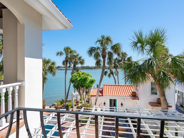 balcony with a water view