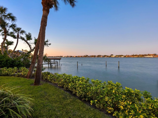 view of dock featuring a water view