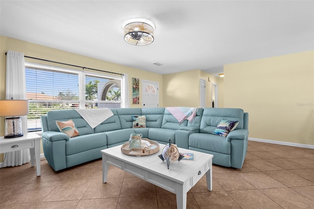 201 Cavallini Dr, Nokomis, FL 34275 - living room featuring tile patterned floors, baseboards, and visible vents