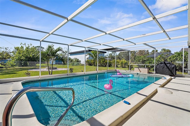 201 Cavallini Dr, Nokomis, FL 34275 - outdoor pool with a lawn, a lanai, and a patio area
