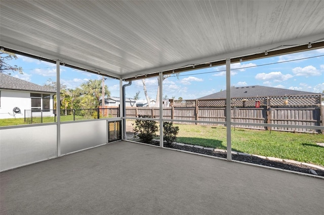 view of unfurnished sunroom