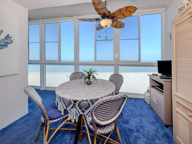 sunroom with a ceiling fan