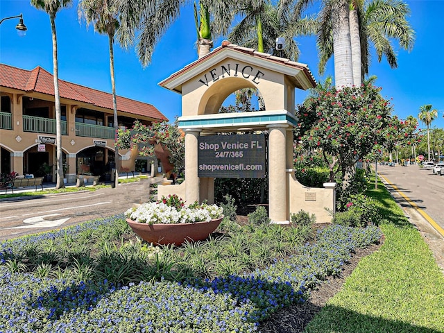 view of community sign