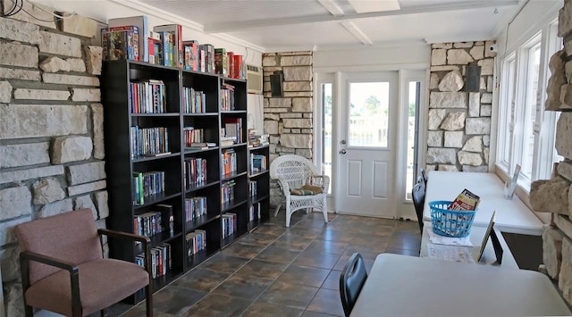 sitting room with tile patterned floors