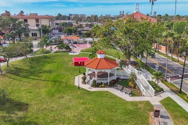 view of community with a gazebo and a lawn