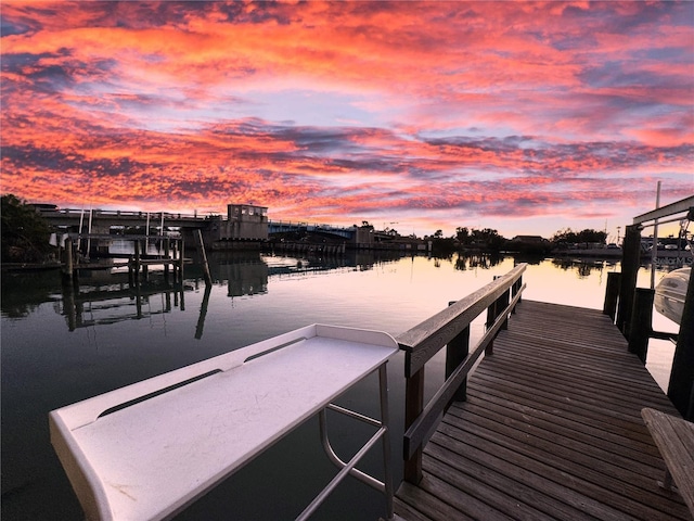 view of dock featuring a water view