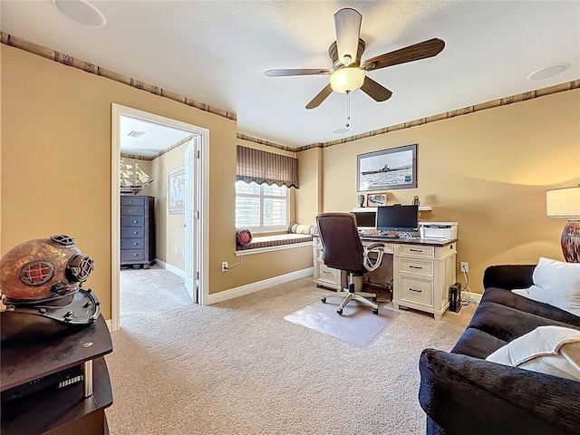 23901 Waverly Cir, Venice, FL 34293 - office featuring a ceiling fan, light colored carpet, and baseboards