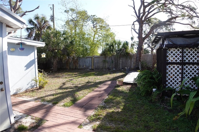 view of yard featuring fence private yard