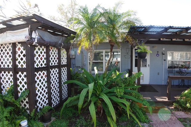 exterior space featuring a pergola