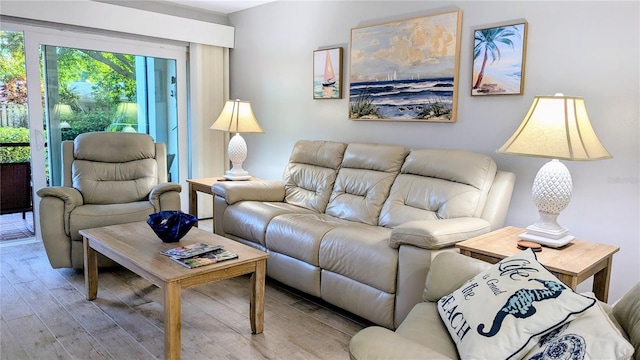 living area with wood finished floors