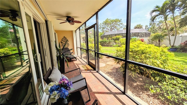 512 W Venice Ave Unit 102, Venice, FL 34285 - sunroom featuring ceiling fan