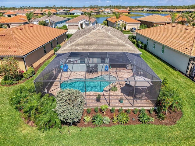 aerial view with a residential view