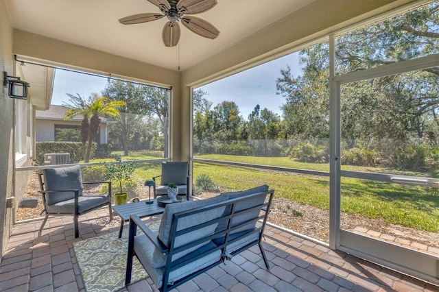 9312 Coachman Dr, Venice, FL 34293 - sunroom / solarium featuring a ceiling fan