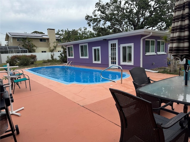 view of pool with fence, a patio, and a fenced in pool