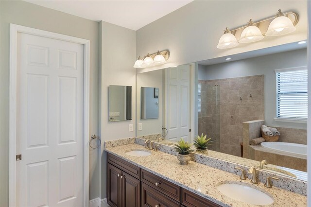 1254 Cielo Ct, North Venice, FL 34275 - full bath with a bathtub, a sink, double vanity, and tiled shower
