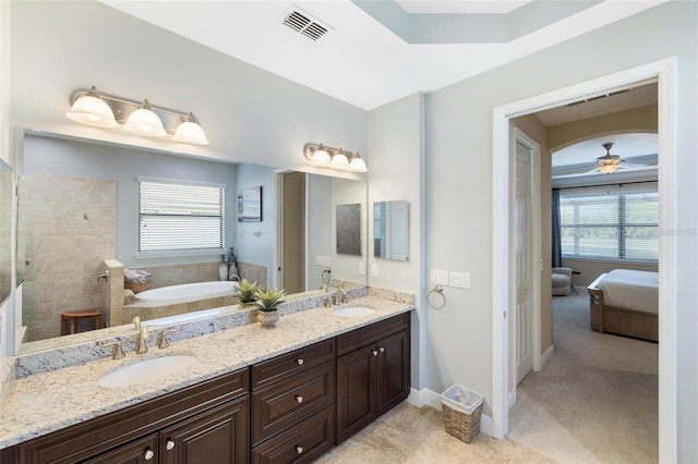 1254 Cielo Ct, North Venice, FL 34275 - full bath with a bath, visible vents, a sink, and a walk in shower
