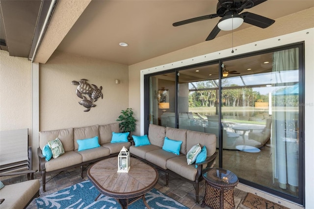 1254 Cielo Ct, North Venice, FL 34275 - exterior space with a ceiling fan and recessed lighting