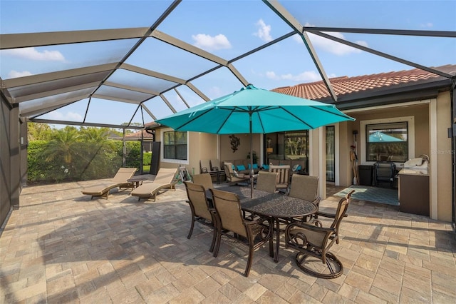1254 Cielo Ct, North Venice, FL 34275 - view of patio / terrace with outdoor lounge area, a lanai, and outdoor dining area