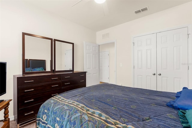 25525 Lambert Ln, Punta Gorda, FL 33950 - bedroom with visible vents, ceiling fan, and a closet