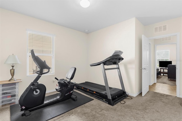 25525 Lambert Ln, Punta Gorda, FL 33950 - workout area with visible vents, baseboards, and carpet floors