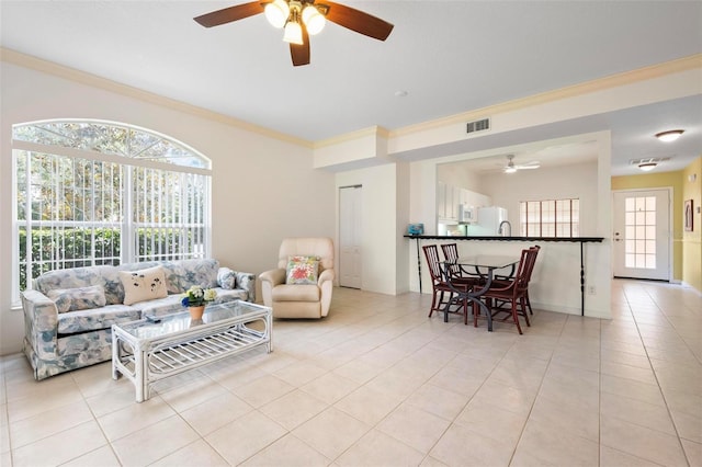 1007 Gondola Park Dr Unit 1007, Venice, FL 34292 - living room with a ceiling fan and light tile patterned floors