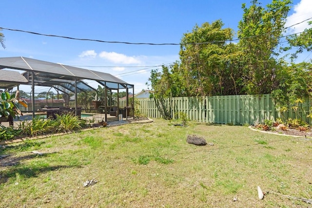 888 Kimball Rd, Venice, FL 34293 - view of yard with a fenced in pool, a fenced backyard, and a lanai