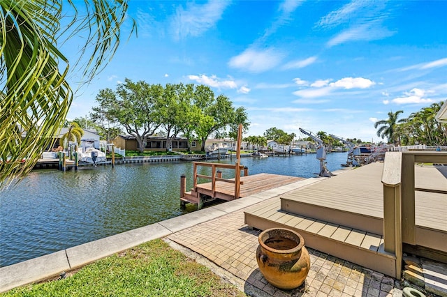 view of dock featuring a water view