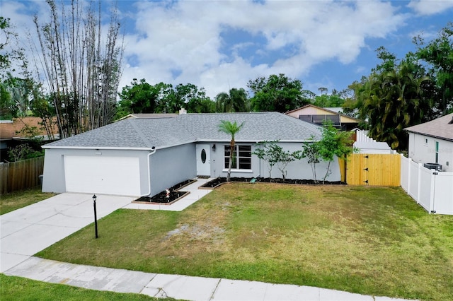 4068 Palau Dr, Sarasota, FL 34241 - ranch-style home featuring a garage, concrete driveway, a shingled roof, and stucco siding