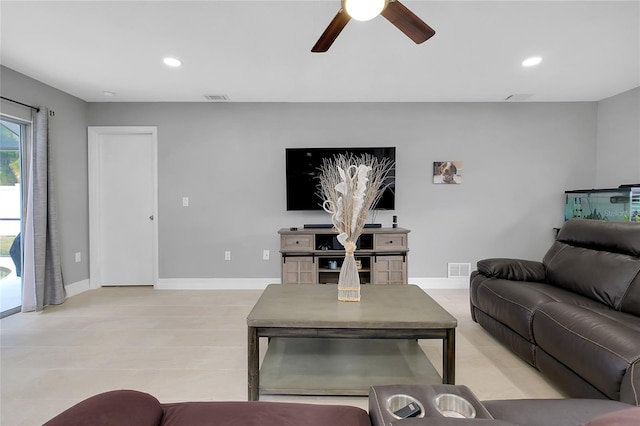 4068 Palau Dr, Sarasota, FL 34241 - living area featuring ceiling fan and recessed lighting