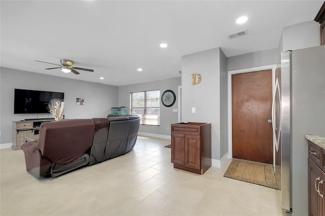 4068 Palau Dr, Sarasota, FL 34241 - living area with a ceiling fan and recessed lighting