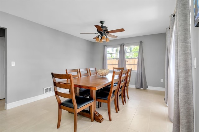 4068 Palau Dr, Sarasota, FL 34241 - dining space featuring a ceiling fan and baseboards