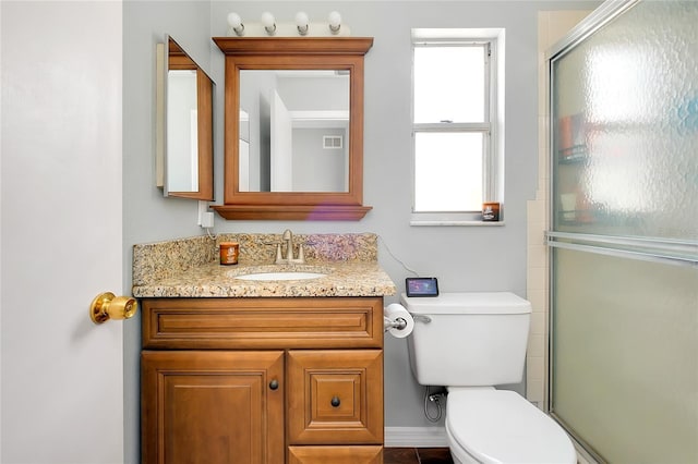 4068 Palau Dr, Sarasota, FL 34241 - bathroom featuring vanity and an enclosed shower