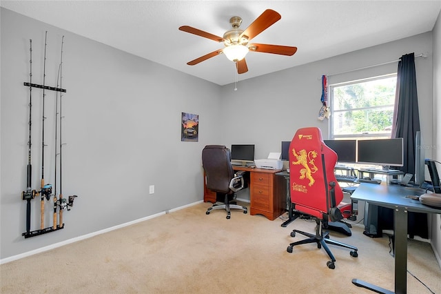 4068 Palau Dr, Sarasota, FL 34241 - carpeted office featuring ceiling fan and baseboards