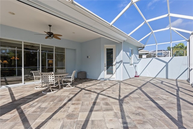 1625 Lancashire Dr, Venice, FL 34293 - view of patio / terrace with a lanai and ceiling fan
