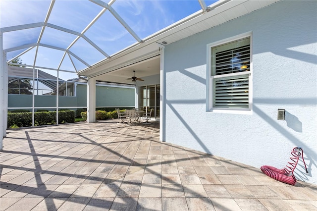 1625 Lancashire Dr, Venice, FL 34293 - view of patio / terrace featuring a lanai and ceiling fan